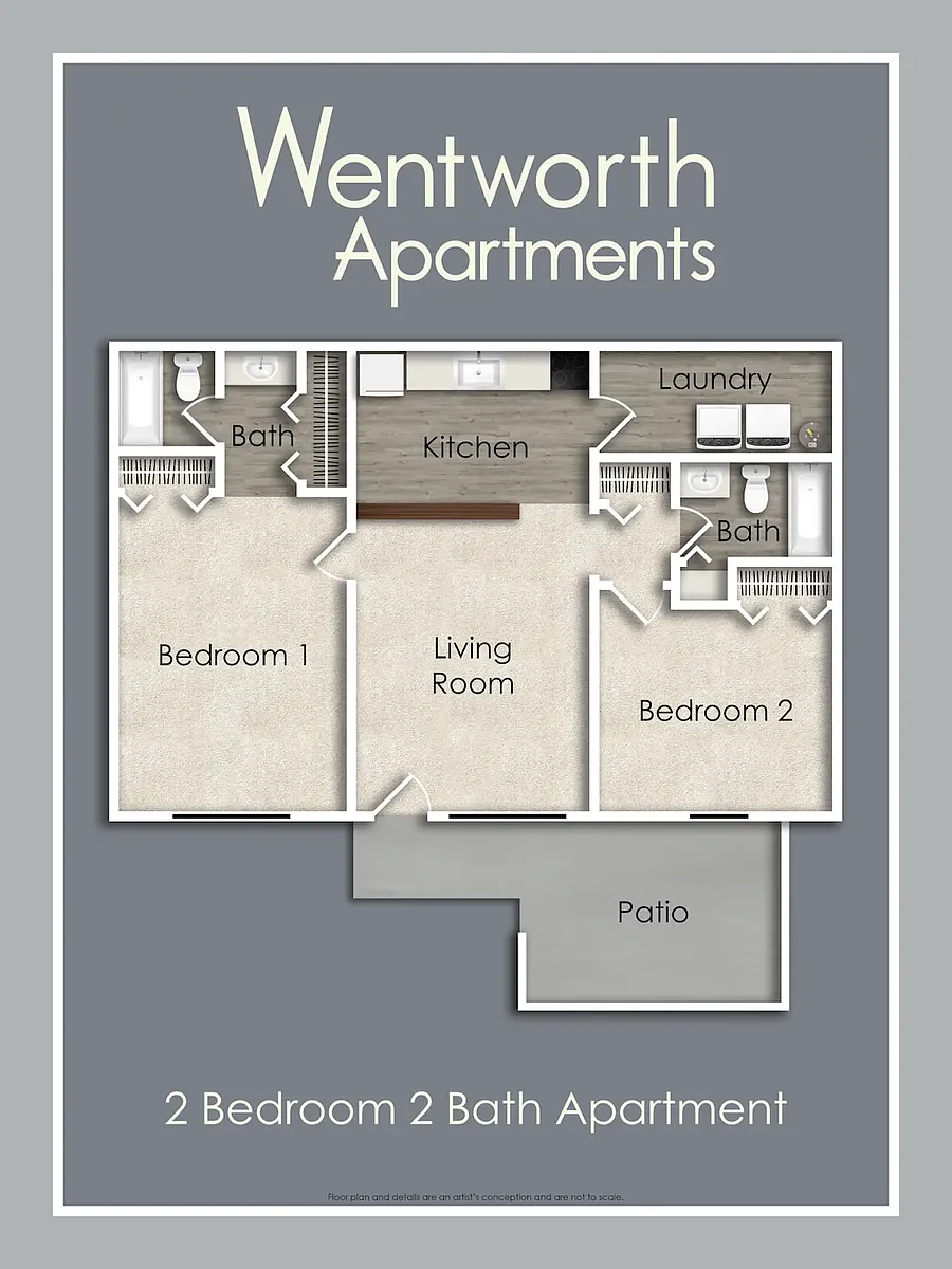 Floor plan 2 Bedroom 1 Bathroom