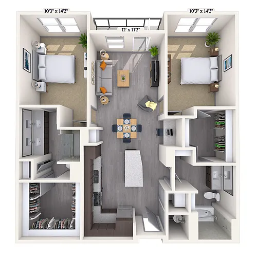 Floor plan Traditional 2x2 1202-1318 SF