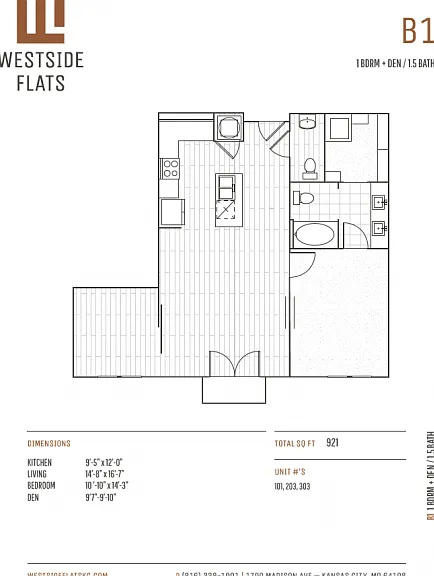 B1 - 1 Bed + Den B1 - 1 Bed + Den