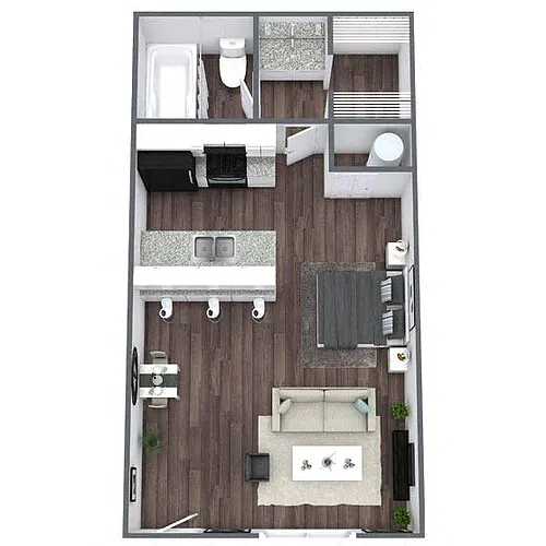 Floor plan S1: 0 Bed 1 Bath