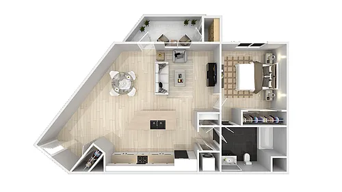 Floor plan 1 Bedroom 1 Bath F