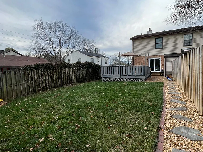 Fenced backyard.