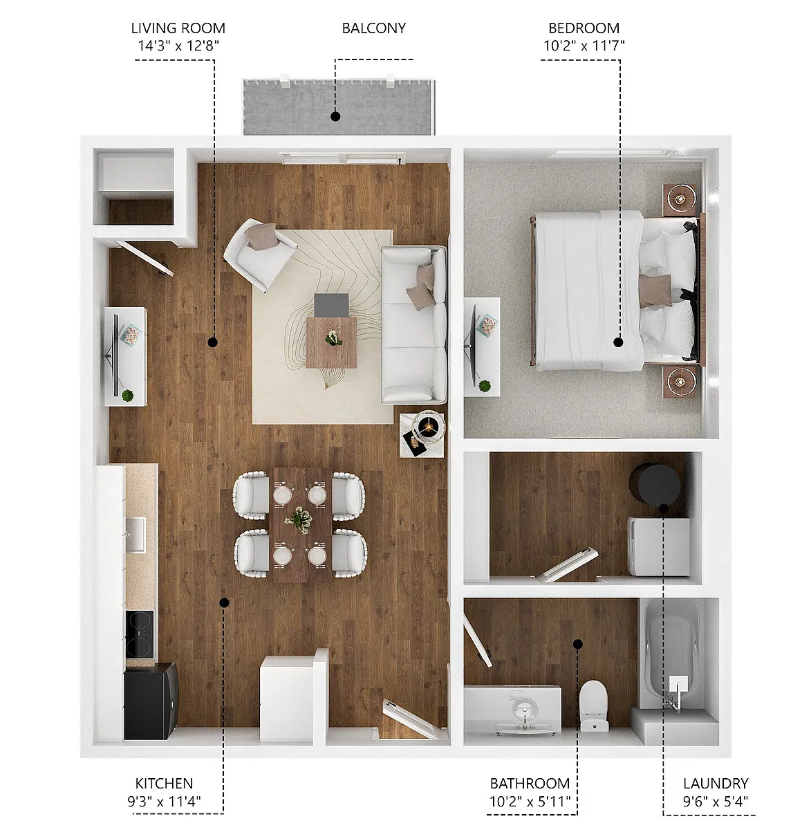 Floor plan 1 Bedroom 1 Bathroom
