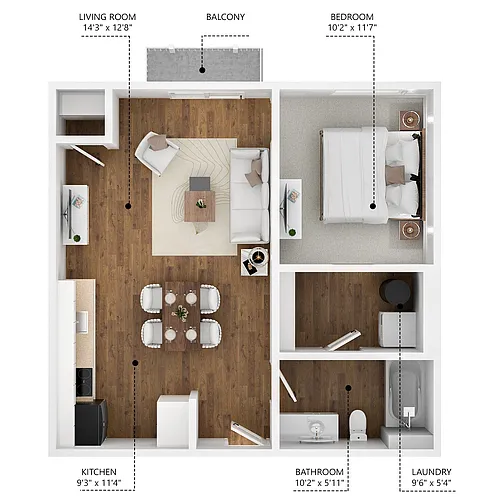Floor plan 1 Bedroom 1 Bathroom