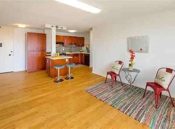 Living room and kitchen area