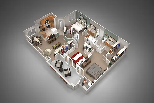 Floor plan Three Bedroom/Two Bath