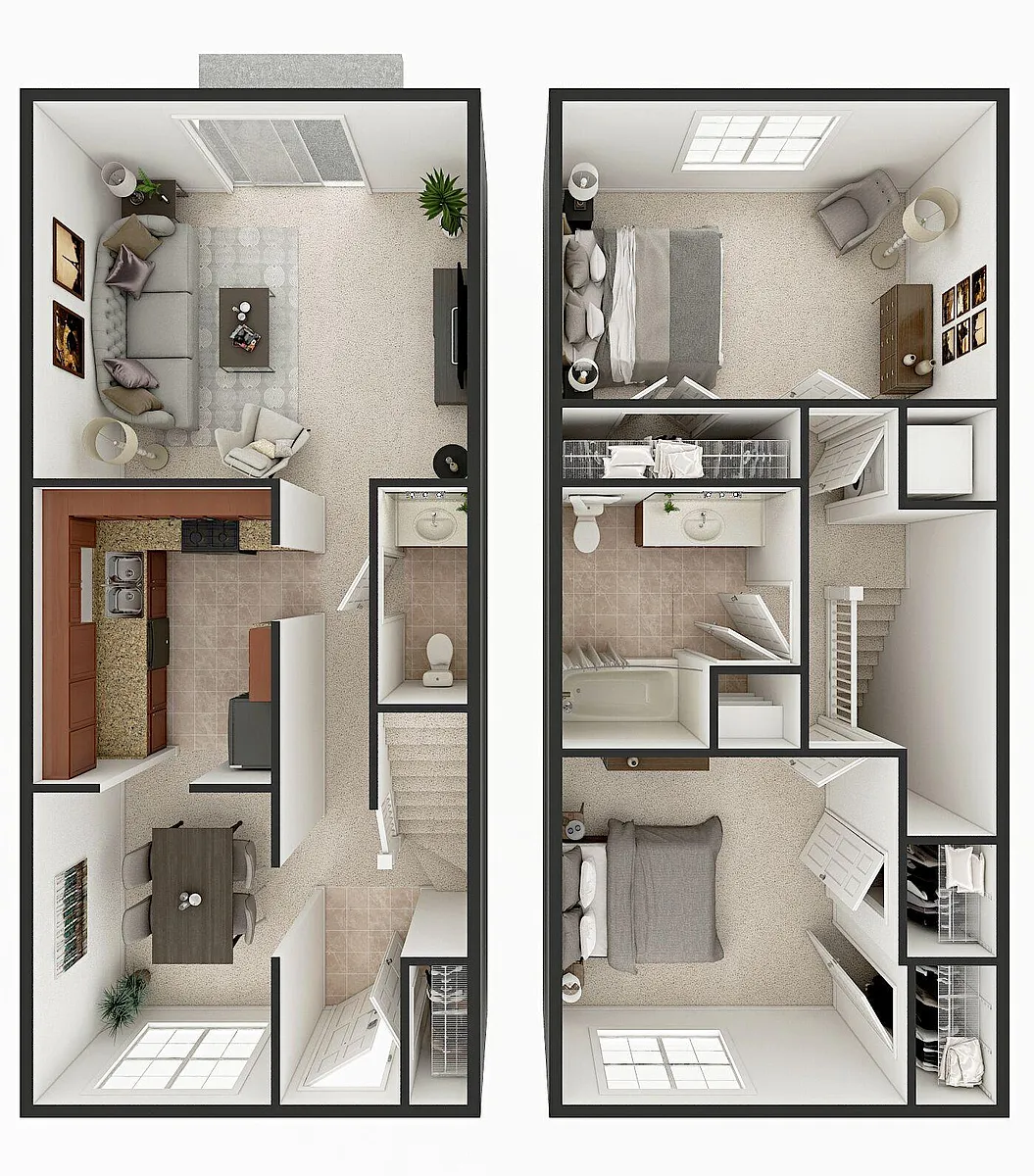Floor plan 2 Bed Townhome-No Availability