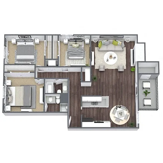 Floor plan C1: 3 Bed 2 Bath
