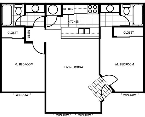 Floor plan Two Bedroom Two Bath