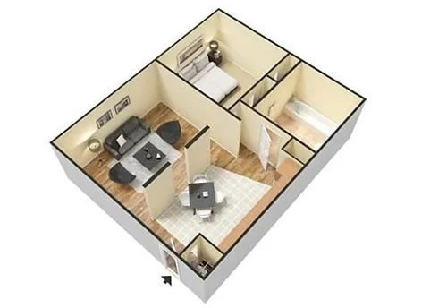 Floor plan 1 Bedroom 1 Bath Standard