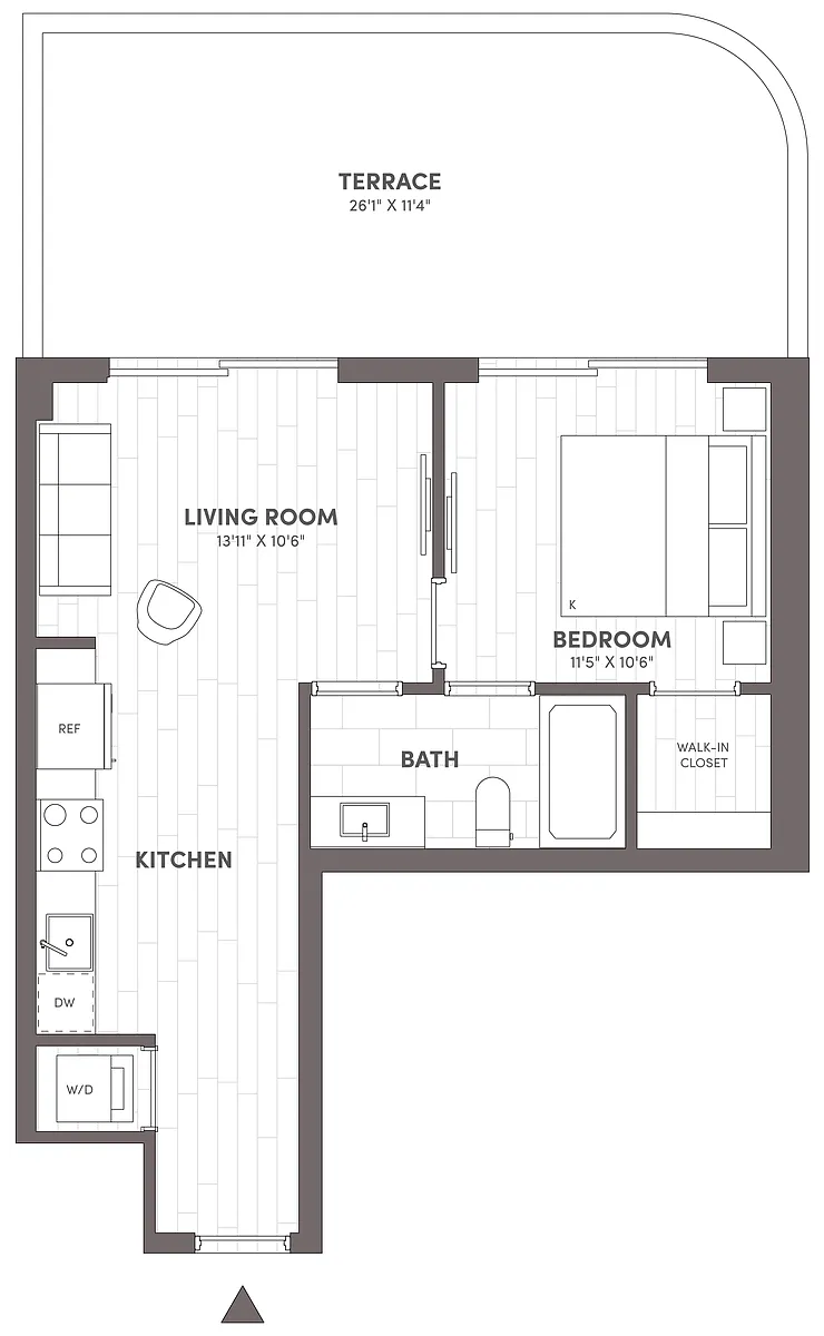 Floor plan 1 Bed-1 Bath-B1.1