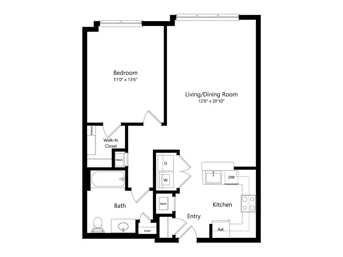 Floor plan 1x1B
