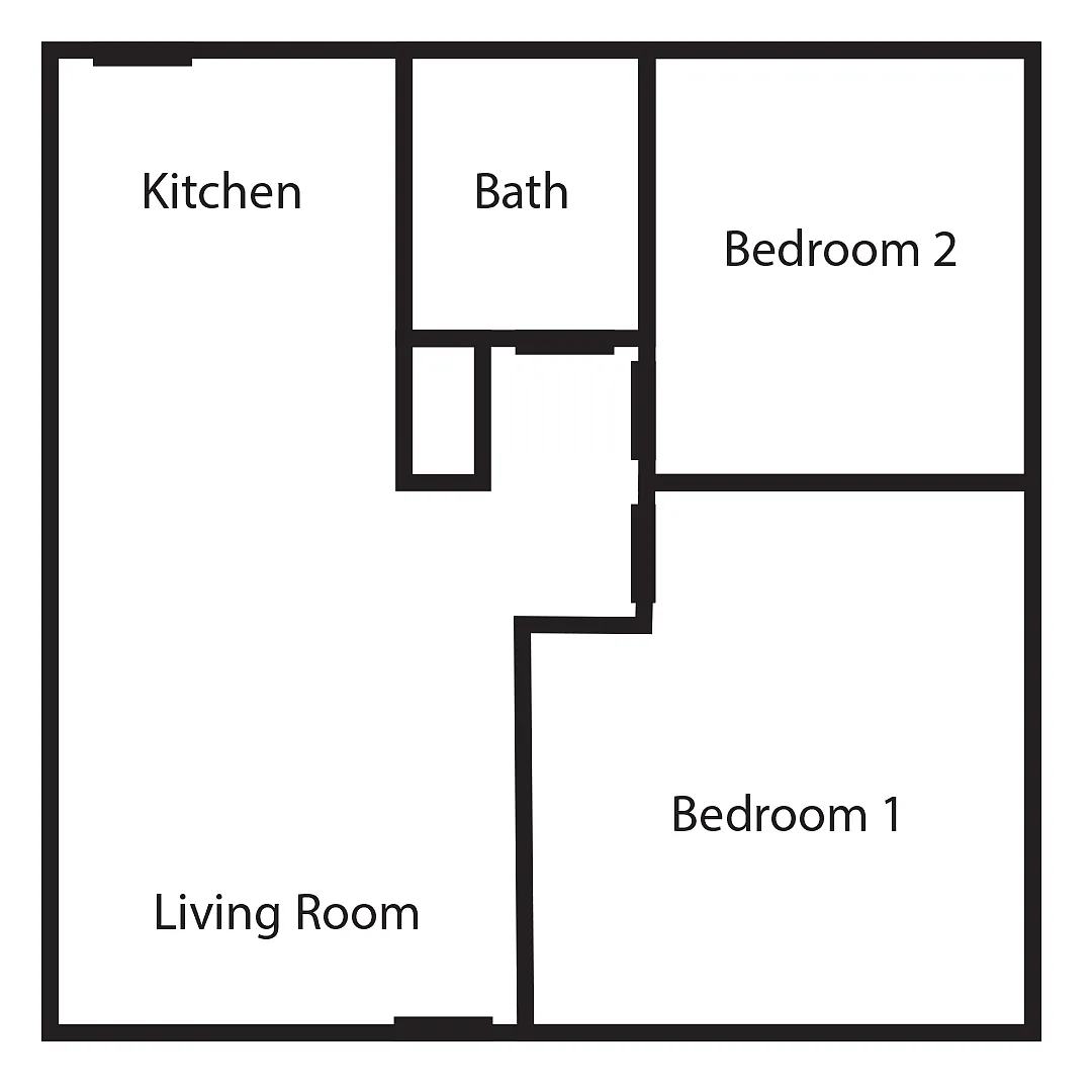Floor plan 2 Bed 1 Bath
