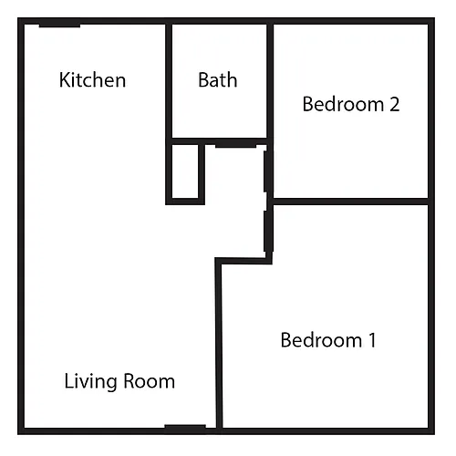 Floor plan 2 Bed 1 Bath