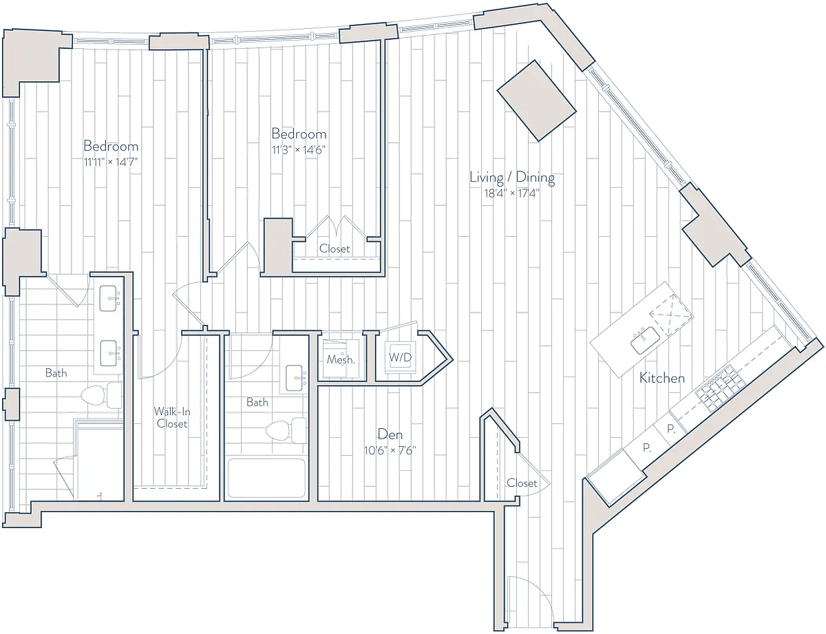 Floor plan 2 Bed/2 Bath Den-F1-4