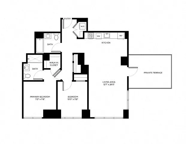 Floor plan 2P w/ Terrace