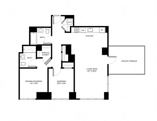 Floor plan 2P w/ Terrace