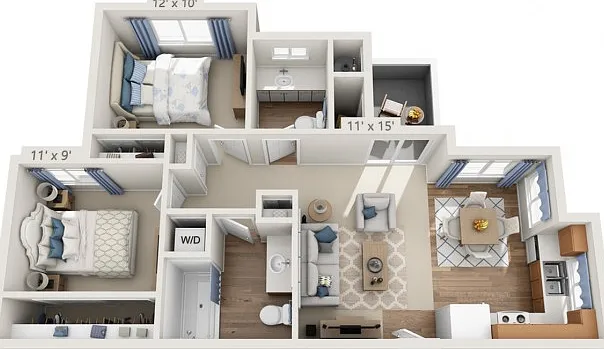 Floor plans are artist's rendering. All dimensions are approximate. Actual product and specifications may vary in dimension or detail. Not all features are available in every apartment. Prices and availability are subject to change. Floor plans are artist