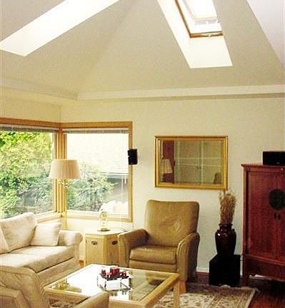 Vaulted ceilings in living room