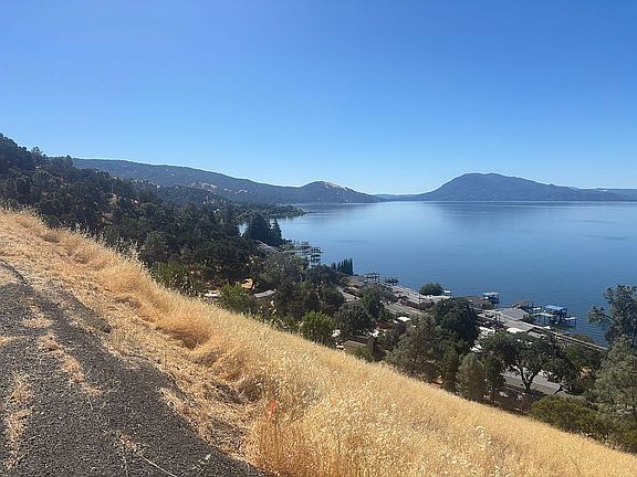 From paved road to lake.