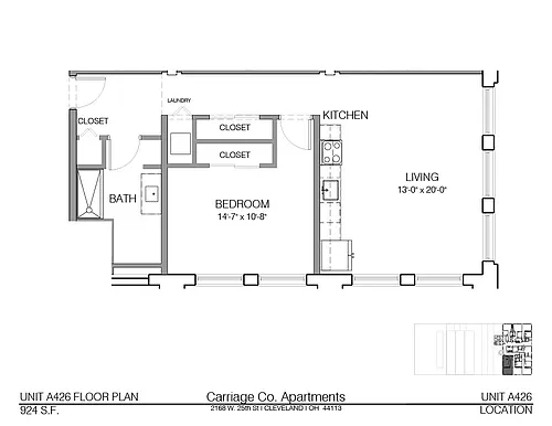 Floor plan c1-924 - 1 bed, 1 bath
