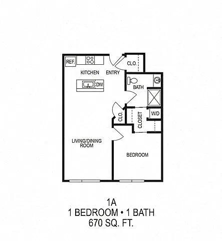 Floor plan One Bedroom (Floor Plan Varies)