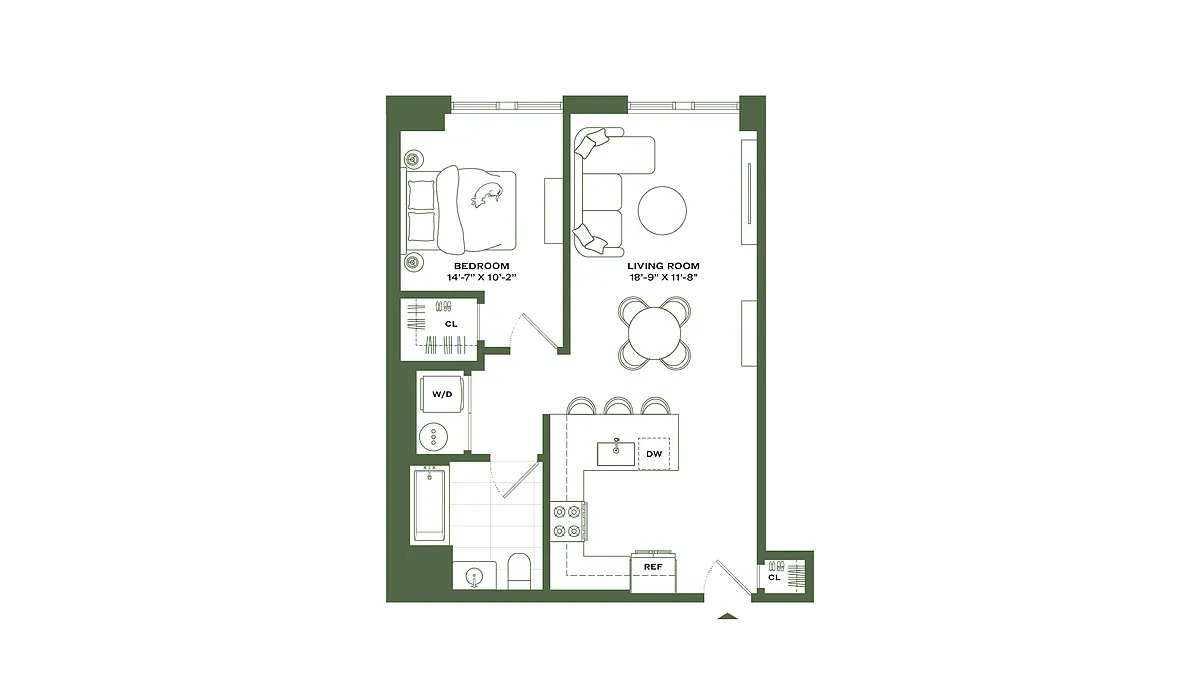 Floor plan 1Bed/1 Bath-A1