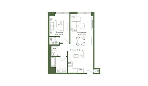 Floor plan 1Bed/1 Bath-A1