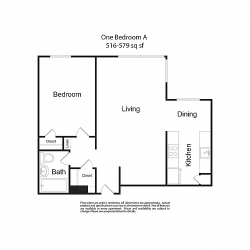 Floor plan One Bedroom A