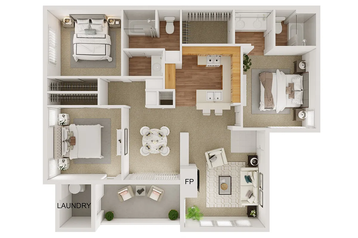 Floor plan 3 Bed 2 Bath B
