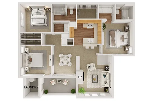 Floor plan 3 Bed 2 Bath B