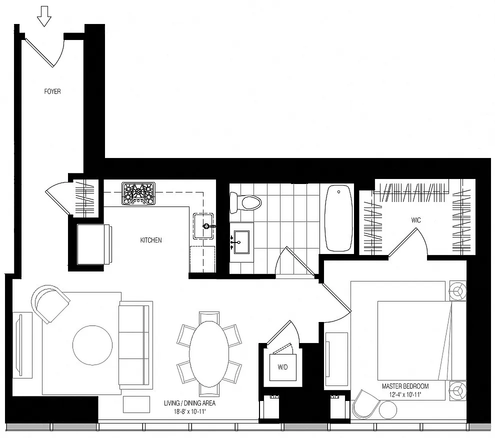 Floor plan 800 Park 1 Bed/1 Bath-A8