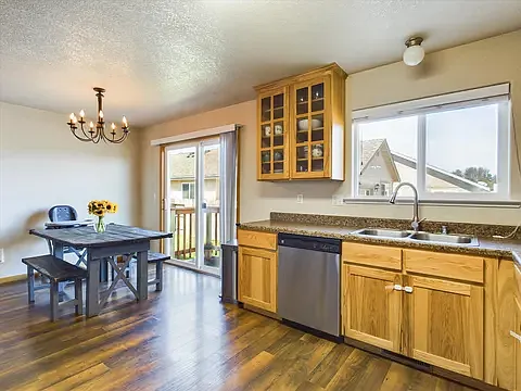 Another view of kitchen and dining room area