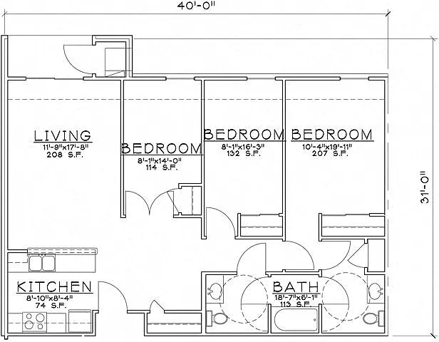 Floor plan 3 Bedroom Unit