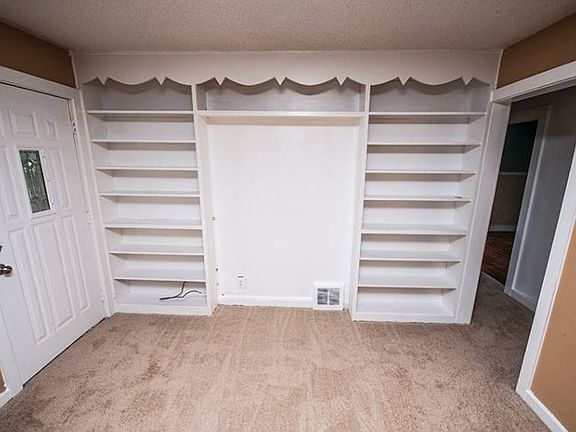 Closer detail of the built in shelving.