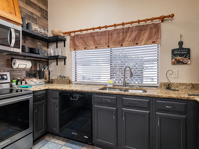 Fully stocked kitchen with coffee bar and cooking essentials