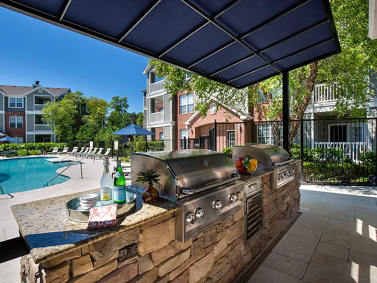 Poolside grills and chef's kitchen