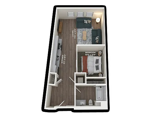 Floor plan Junior One Bedroom 2