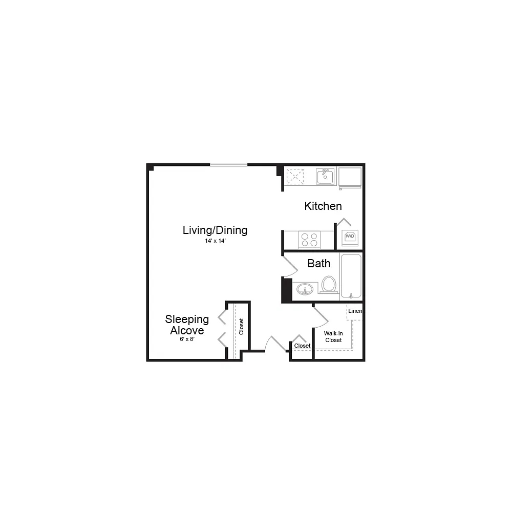 Floor plan olqe10a | 0 Bed | 1 Bath