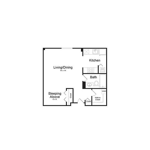 Floor plan olqe10a | 0 Bed | 1 Bath