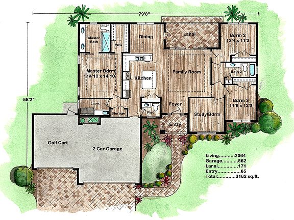 Magnolia 3 Car Garage