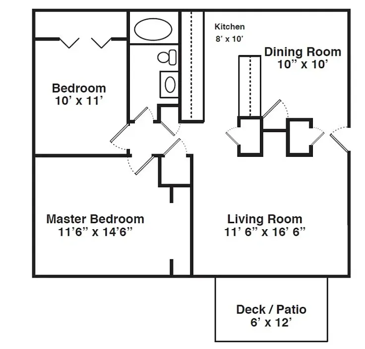 Floor plan 2 Bedroom 1 Bath - Small