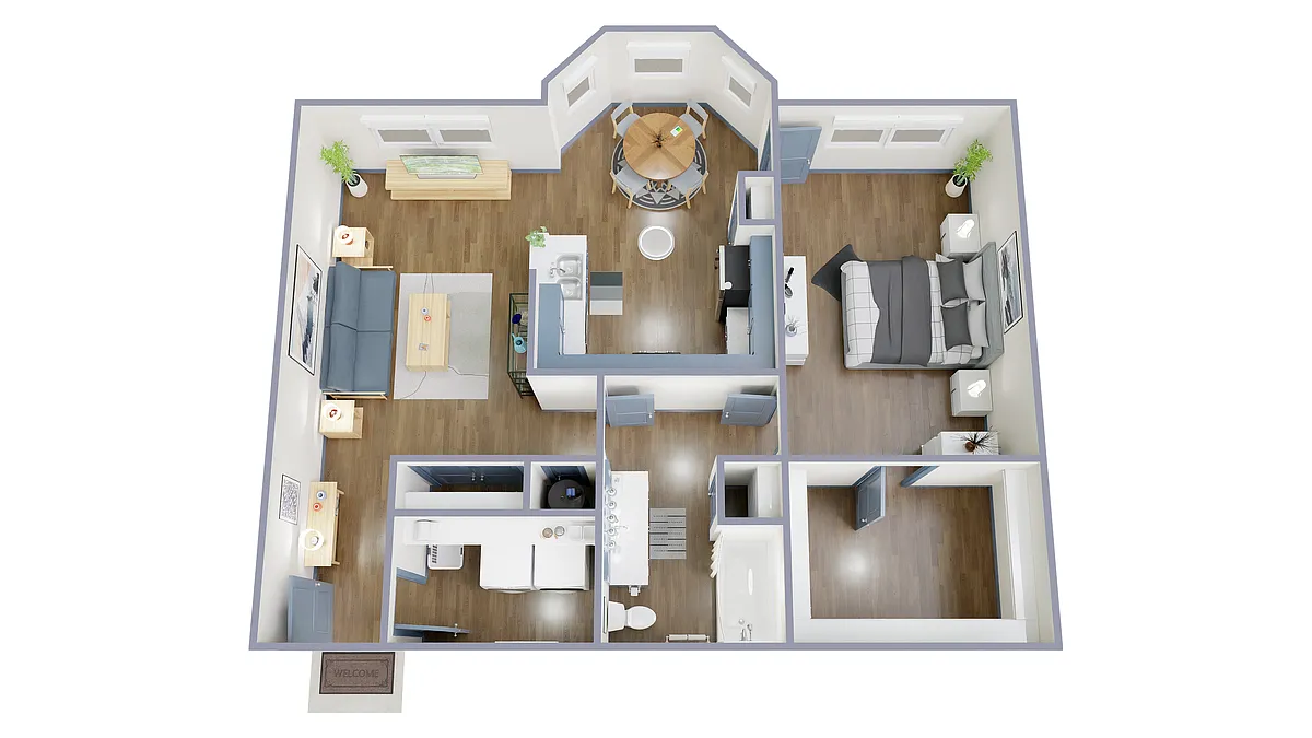 Floor plan 1 Bed, 1 Bath