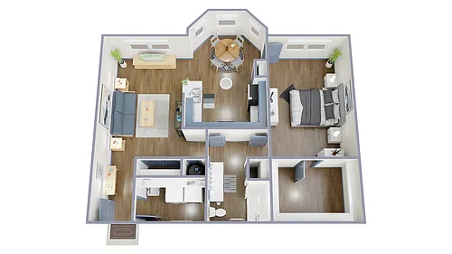 Floor plan 1 Bed, 1 Bath