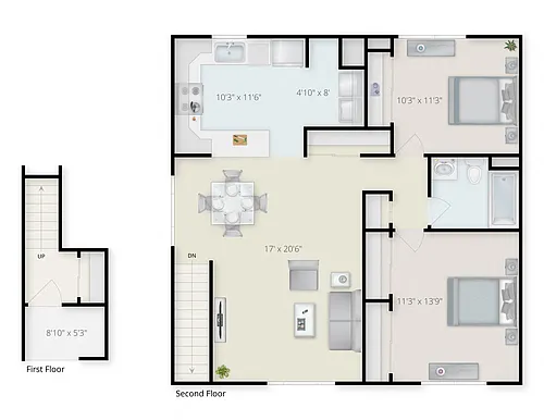 Floor plan Two Bedroom One Bath