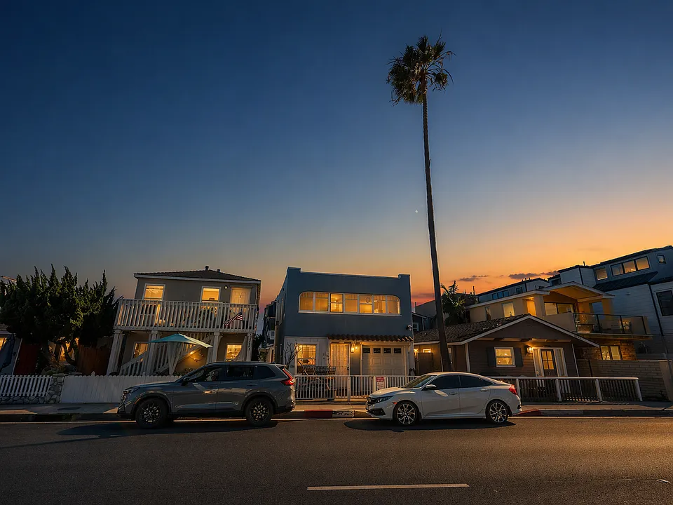 Charming neighborhood views at dusk along the peninsula