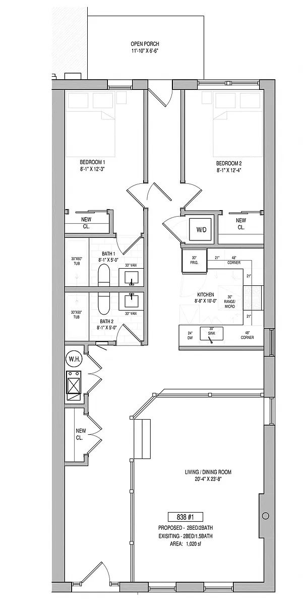 Floor plan 2 Bedroom - 2 Bathroom