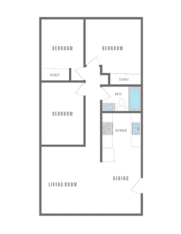 Floor plan 3 Bedroom 1 Bath