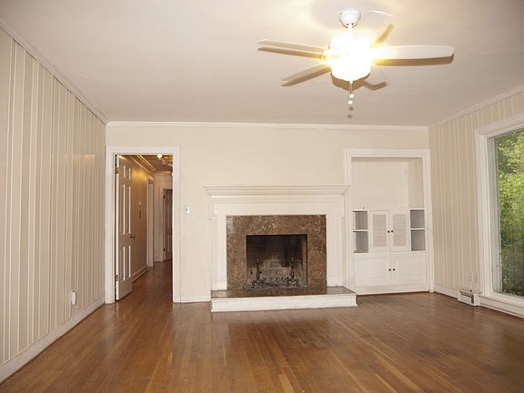 Fireplace, door to hallway