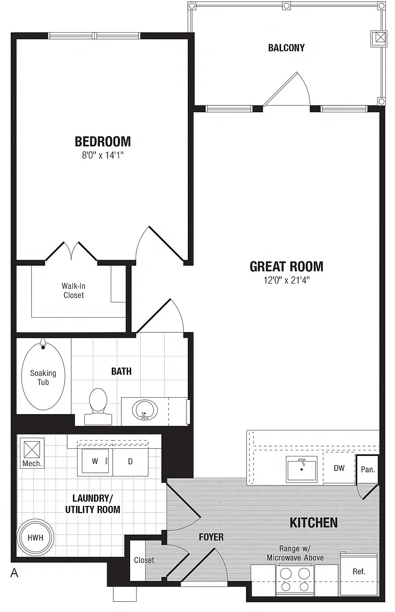 Floor plan 1 Bed/1 Bath-A